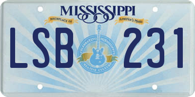 MS license plate LSB231