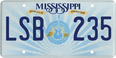 MS license plate LSB235