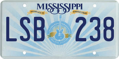MS license plate LSB238