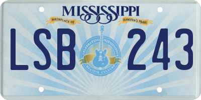 MS license plate LSB243