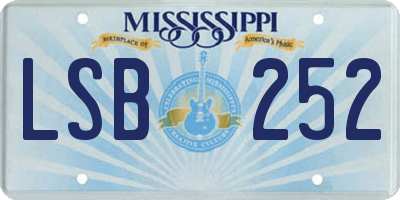 MS license plate LSB252