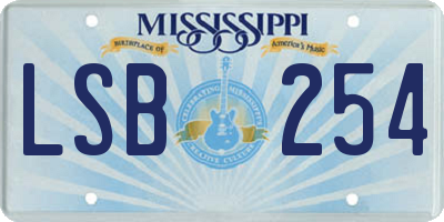 MS license plate LSB254