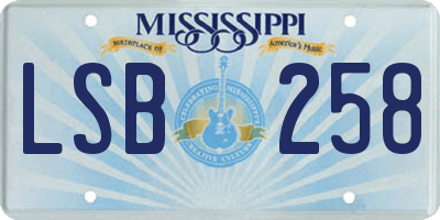 MS license plate LSB258