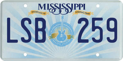 MS license plate LSB259