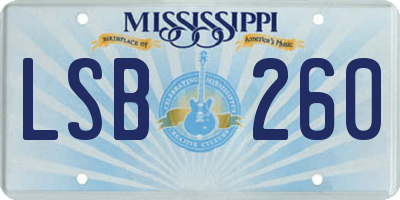 MS license plate LSB260