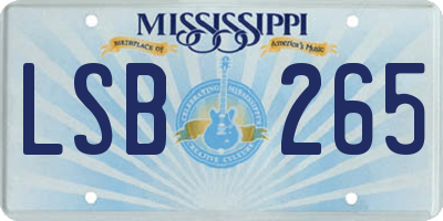 MS license plate LSB265
