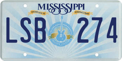 MS license plate LSB274