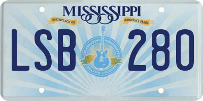 MS license plate LSB280