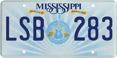 MS license plate LSB283