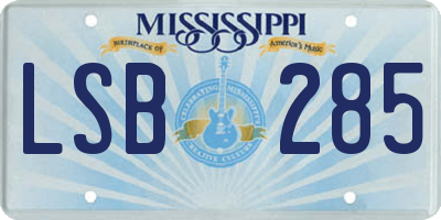 MS license plate LSB285