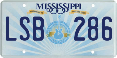 MS license plate LSB286