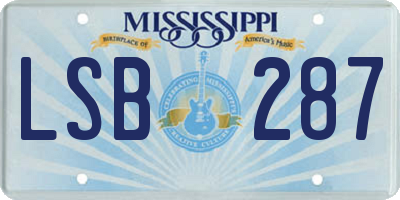 MS license plate LSB287