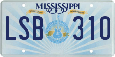 MS license plate LSB310