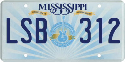 MS license plate LSB312
