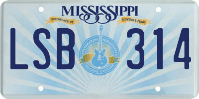 MS license plate LSB314