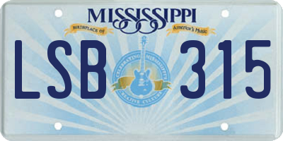 MS license plate LSB315