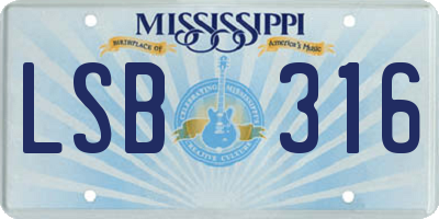 MS license plate LSB316