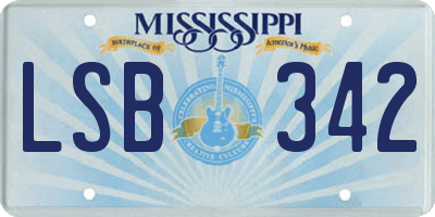 MS license plate LSB342