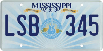 MS license plate LSB345