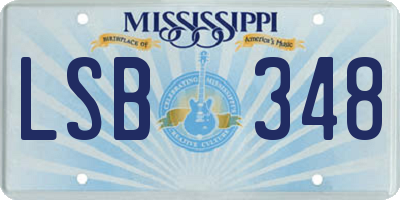 MS license plate LSB348