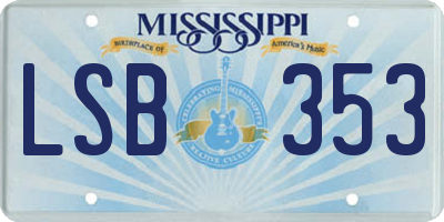 MS license plate LSB353