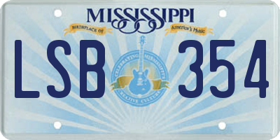MS license plate LSB354