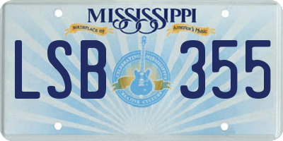 MS license plate LSB355