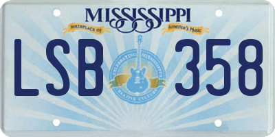MS license plate LSB358