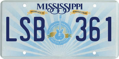 MS license plate LSB361