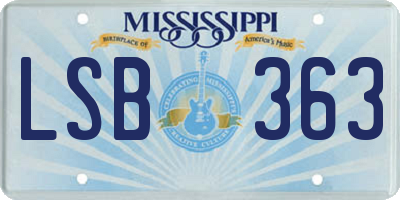 MS license plate LSB363