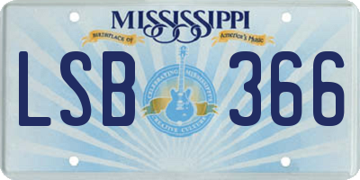 MS license plate LSB366