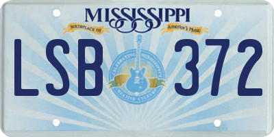 MS license plate LSB372
