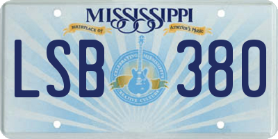 MS license plate LSB380