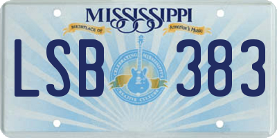 MS license plate LSB383