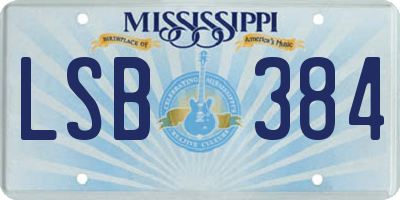 MS license plate LSB384