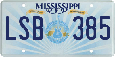 MS license plate LSB385