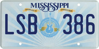 MS license plate LSB386