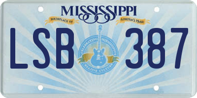 MS license plate LSB387