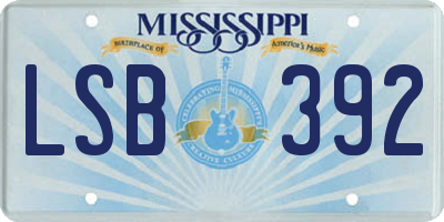 MS license plate LSB392
