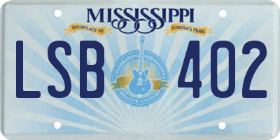 MS license plate LSB402