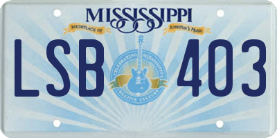 MS license plate LSB403