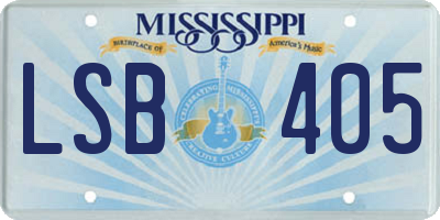 MS license plate LSB405