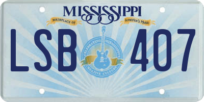 MS license plate LSB407