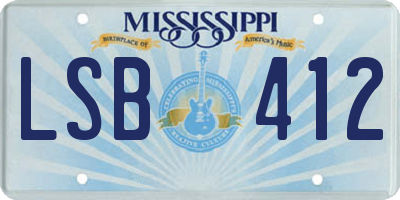 MS license plate LSB412