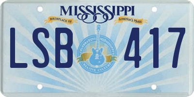 MS license plate LSB417