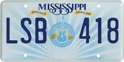 MS license plate LSB418