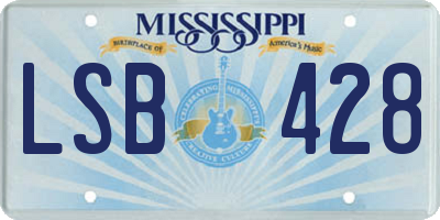 MS license plate LSB428