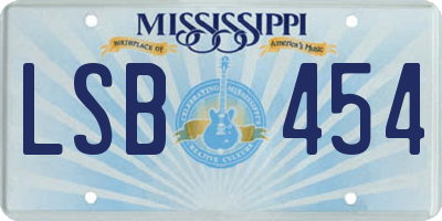 MS license plate LSB454