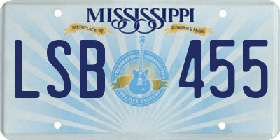 MS license plate LSB455