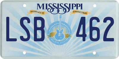 MS license plate LSB462